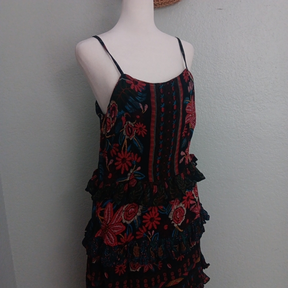 FARM Rio Fruit Paradise Chiffon Tiered Maxi Sundress Sz L - Picture 3 of 8